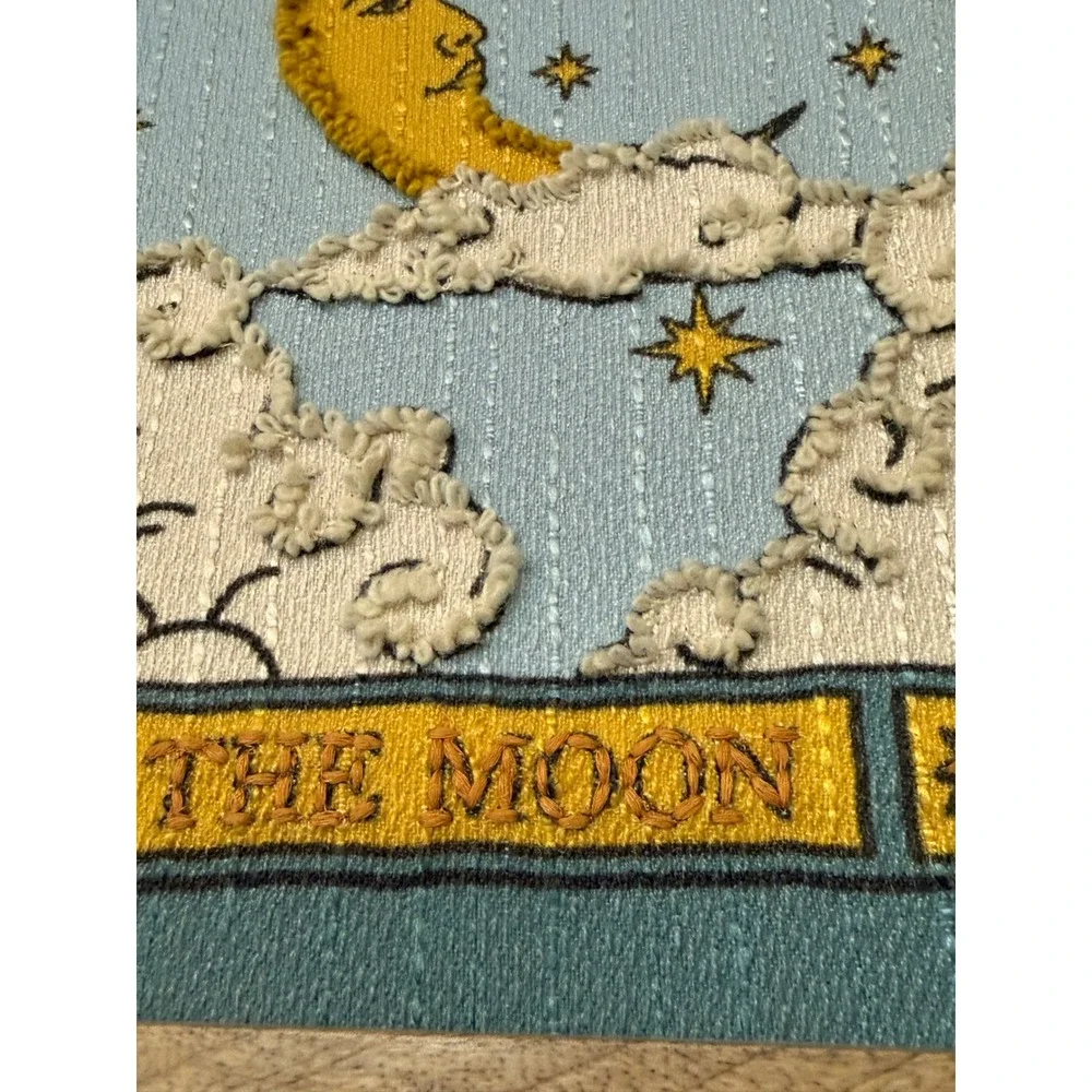 World Market The Moon Tarot Card Framed Embroidered Wall Art XVIII Celestial Art